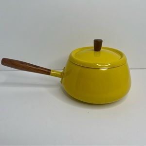 Vintage Yellow Fondue Pot with Lid (stamped Japan)